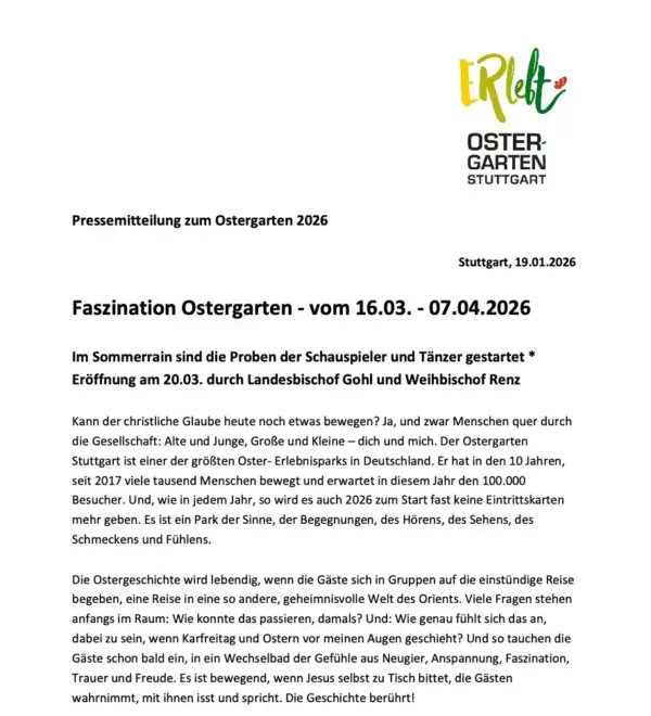 Entdecken Sie das OsterGarten Stuttgart mit faszinierenden Oster-Erlebnissen und Veranstaltungen.